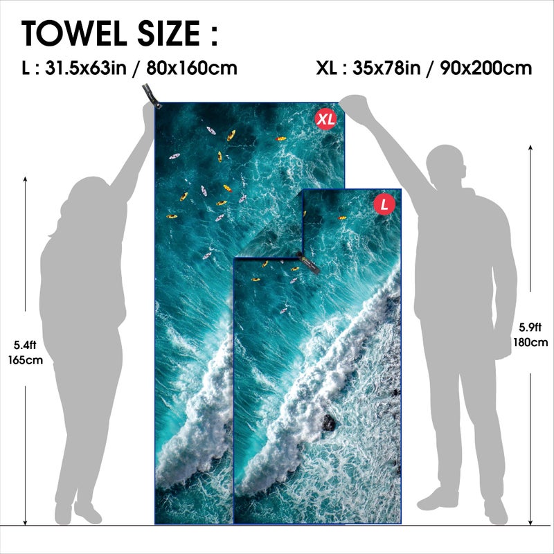 4Monster Microfiber Beach Towel Quick Dry,Super Absorbent Lightweight Travel Towel for Swimmers, Sand Free Camping Towel, Beach Towels for Pool,Swim,Water Sports,Yoga - Image 4